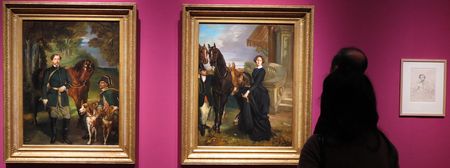 テオドール・シャセリオー《狩りに出発するオスカール・ド・ランシクール伯爵の肖像》、《狩りに出発するランシクール伯爵夫人の肖像》